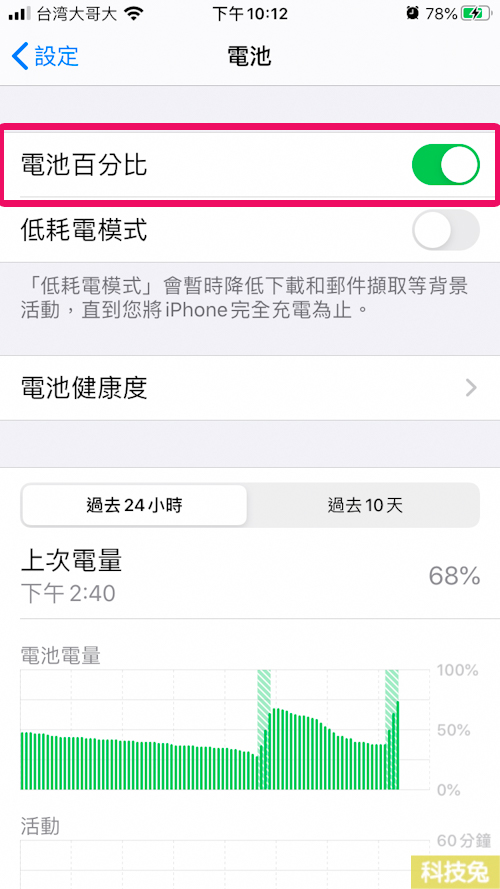 iPhone電池顯示