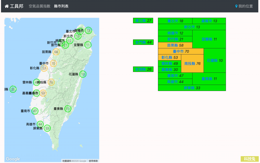 工具邦查詢空氣品質指數