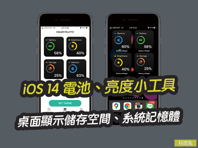 iOS 14 主畫面電池、亮度小工具