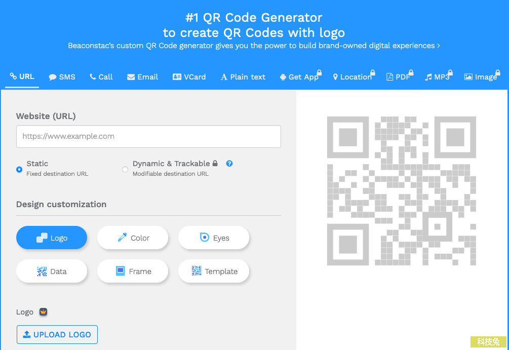 Beaconstac 免費QR Code 產生器，可自訂Logo/顏色/邊框