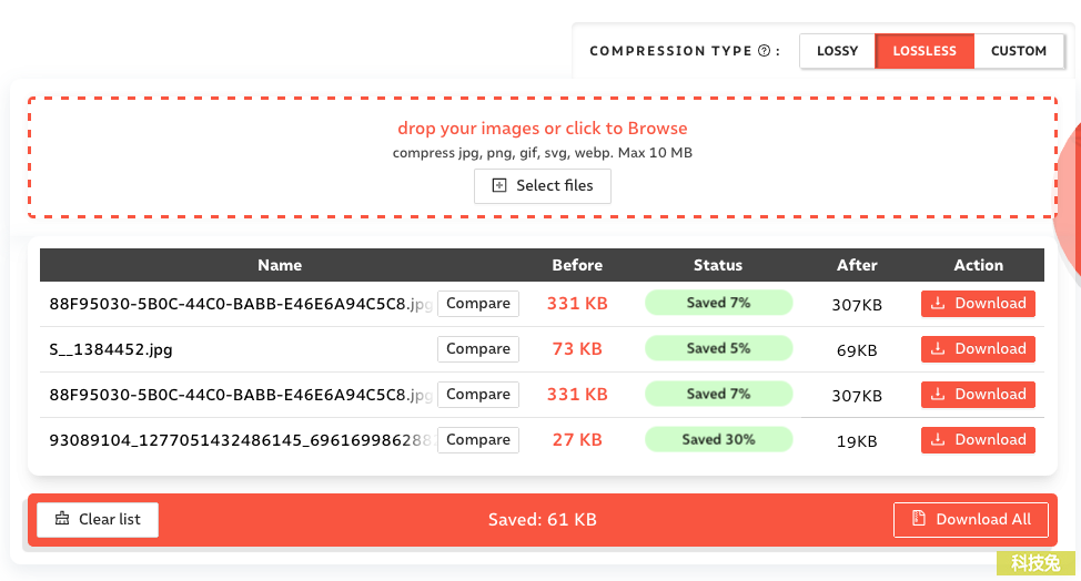 Compressor.io 線上圖片壓縮，支援JPEG, PNG, SVG, GIF, WEBP 多張照片批次壓縮