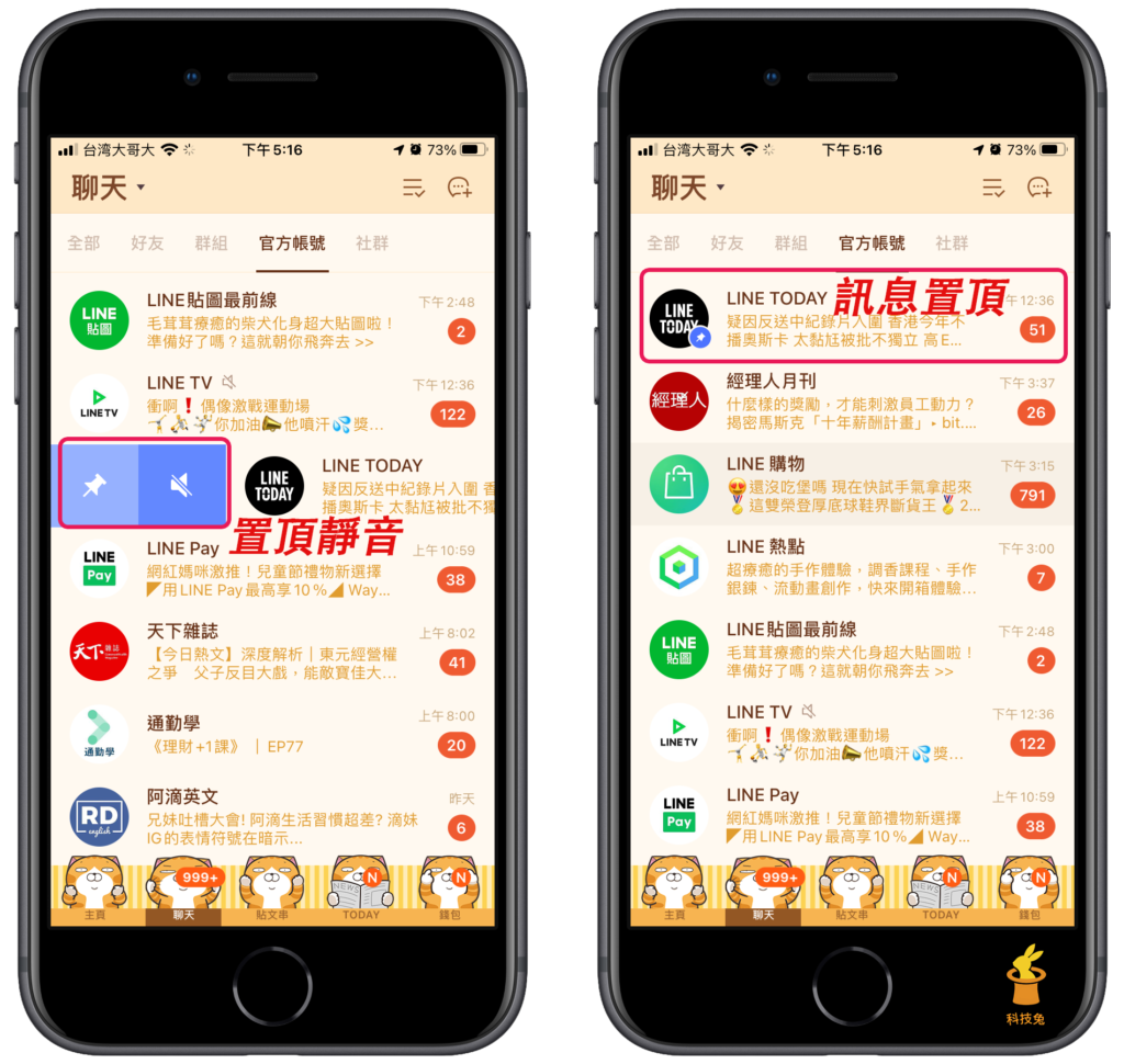 Line 聊天室分類：群組、好友、官方帳號、社群通通分開！教學