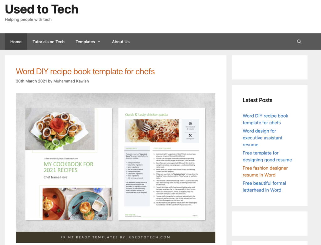 Used to Tech 免費 Word 模板範本下載