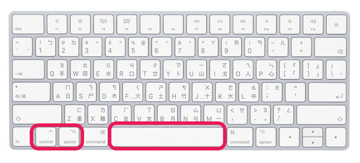 Mac 切換輸入法2、Command + Option + 空白