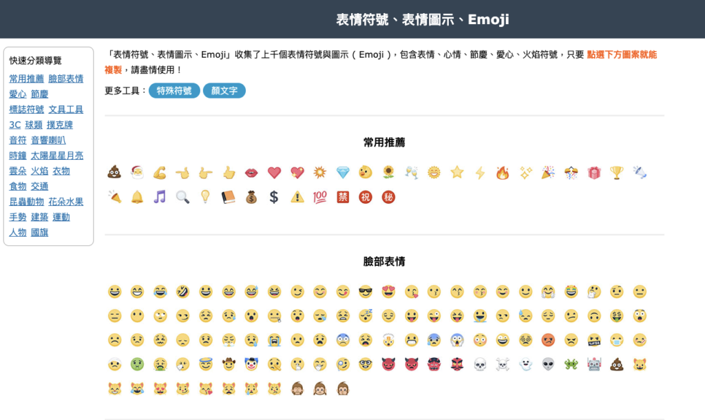 臉書表情符號工具2、表情符號、表情圖示、Emoji