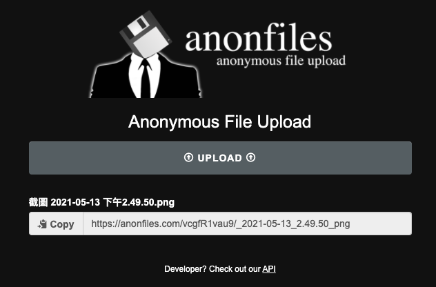 複製 Anonfiles 檔案下載連結給別人