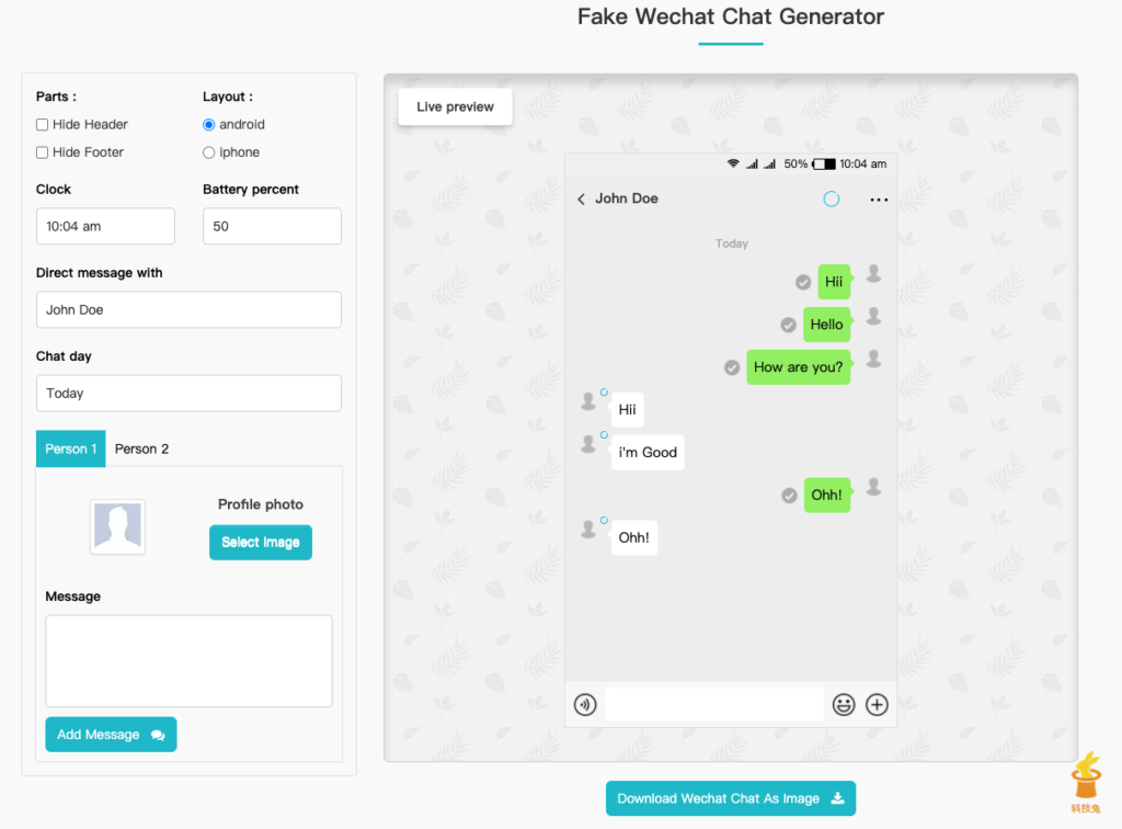 Wechat 對話產生器 Fake Wechat Chat Generator
