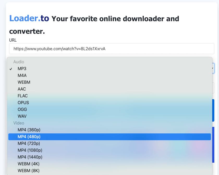 Loader.to 將 Youtube 影片轉成 MP4