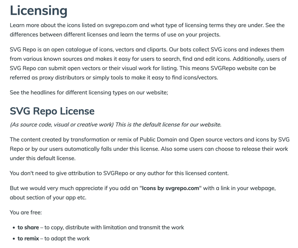 SVG Repo 免費向量圖 iCon 授權方式