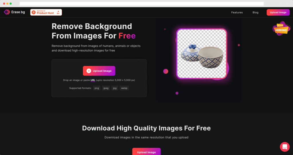 Erase Bg 免費線上去背、圖片去背、照片去背