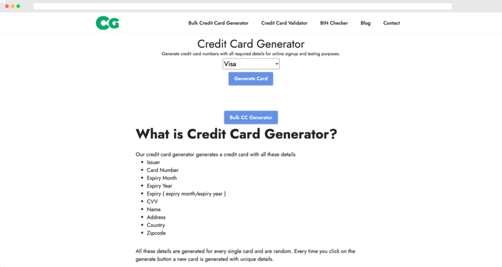 Credit Card Generator 信用卡卡號產生器