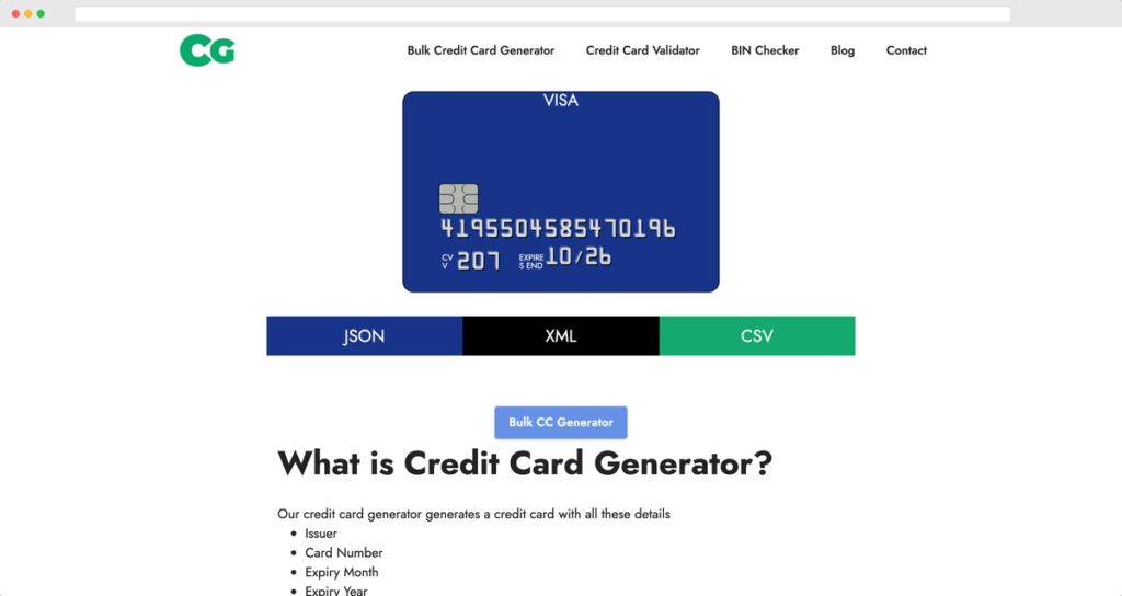 信用卡卡號產生器：Visa