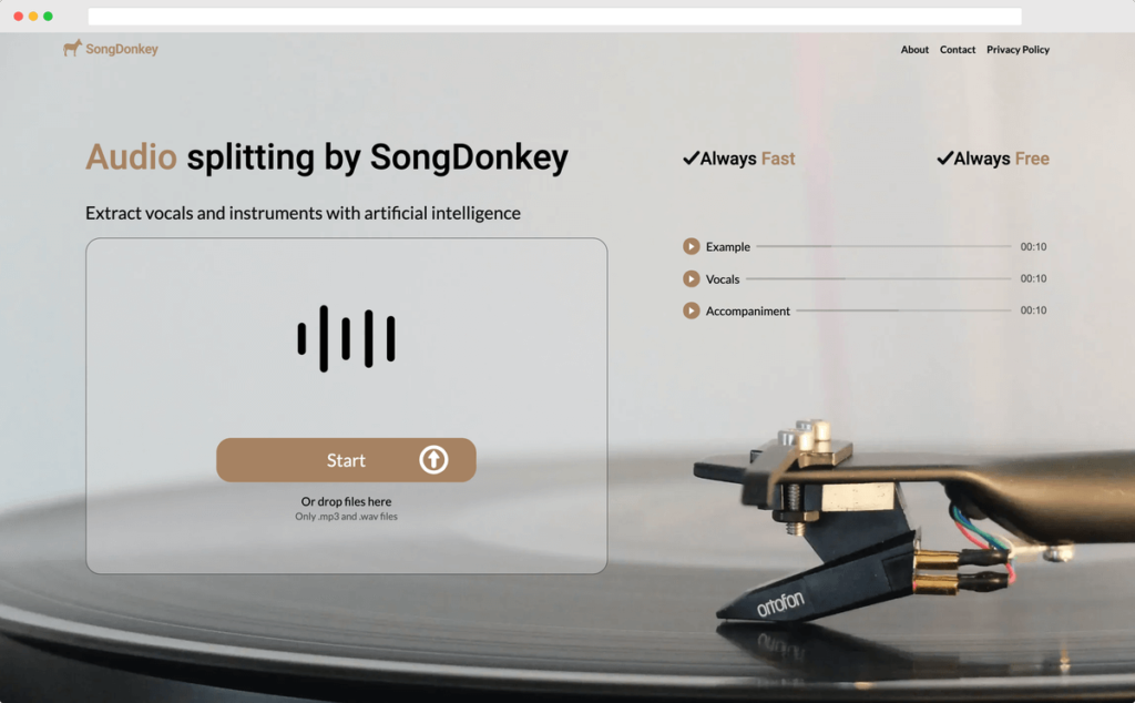 SongDonkey 線上去人聲工具