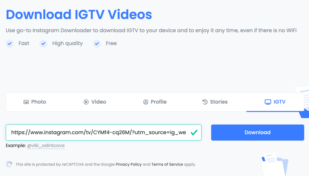 貼上 IGTV 影片連結