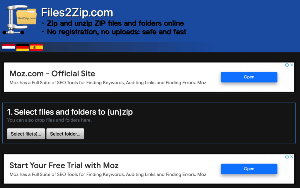 Files2Zip 線上壓縮檔案，將多個檔壓縮成 ZIP 檔並下載