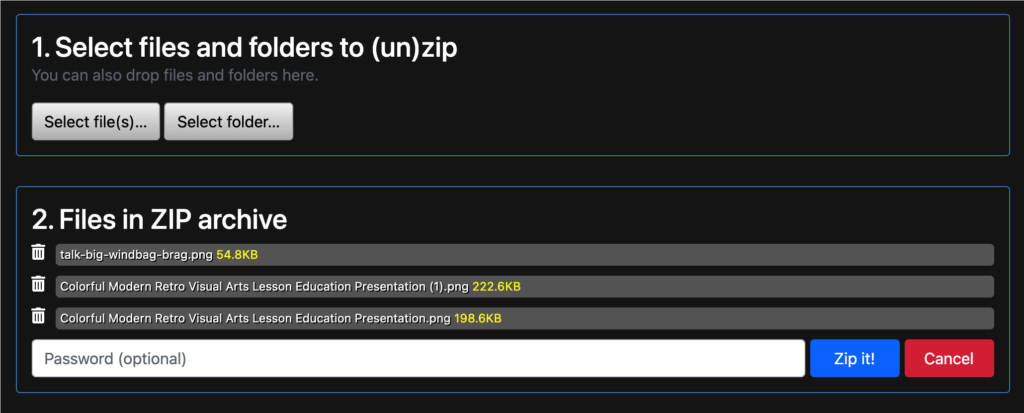 Files2Zip 線上壓縮檔案,將多個檔壓縮成 ZIP 檔並下載 Files2Zip 線上壓縮檔案,將多個檔壓縮成 ZIP 檔並下載
