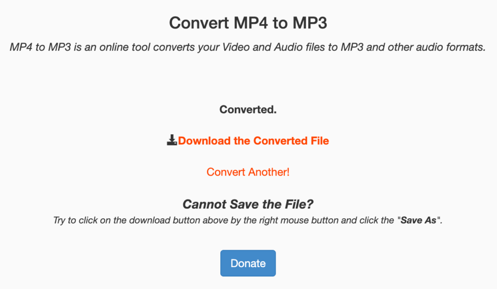 MP4 TO MP3：影片轉檔完成並下載