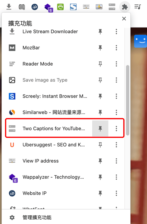 Two Captions for YouTube & Netflix：免費 Netflix 雙字幕 Chrome 外掛