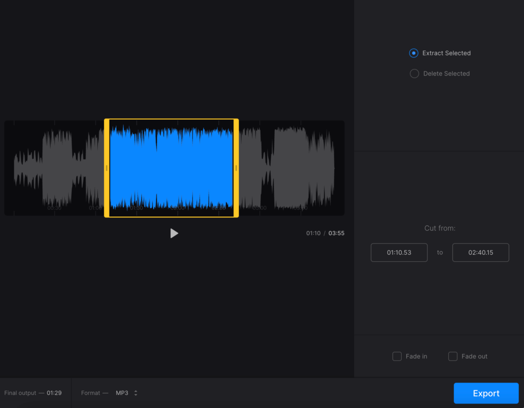 Audio Cutter Online 線上音樂 MP3 音檔剪輯工具，可裁減音軌音訊段落