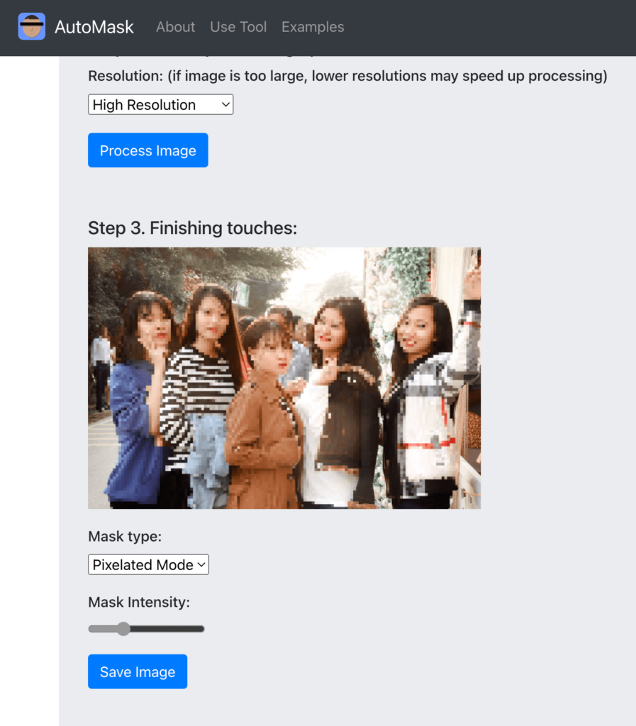 AutoMask 線上圖片馬賽克工具，上傳照片自動模糊處理