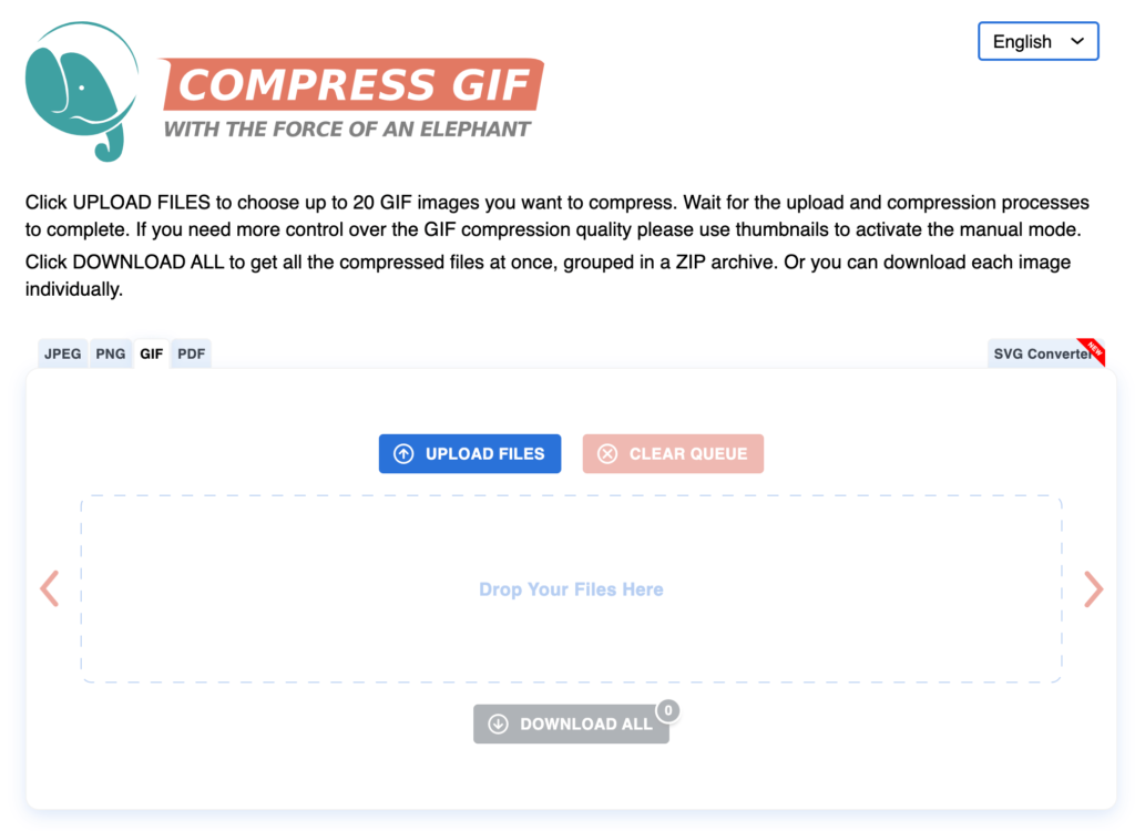 Compress GIF 線上壓縮 GIF 圖片，可批次上傳壓縮20個gif檔並下載！