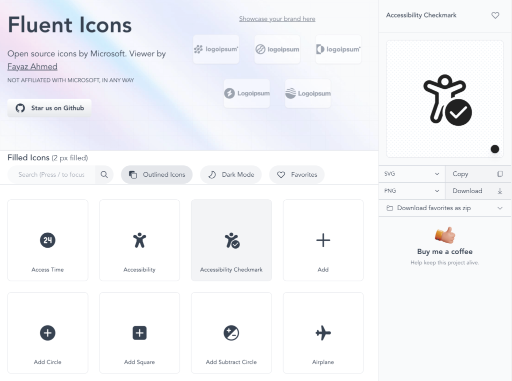 Fluent Icons  免費圖示下載網站