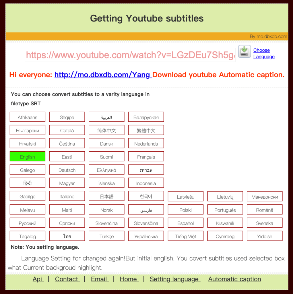 Getting Youtube subtitles 線上下載 Youtube 影片字幕 SRT 檔