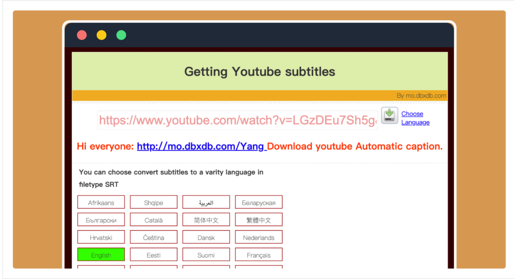 Getting Youtube subtitles 線上下載 Youtube 影片字幕 SRT 檔