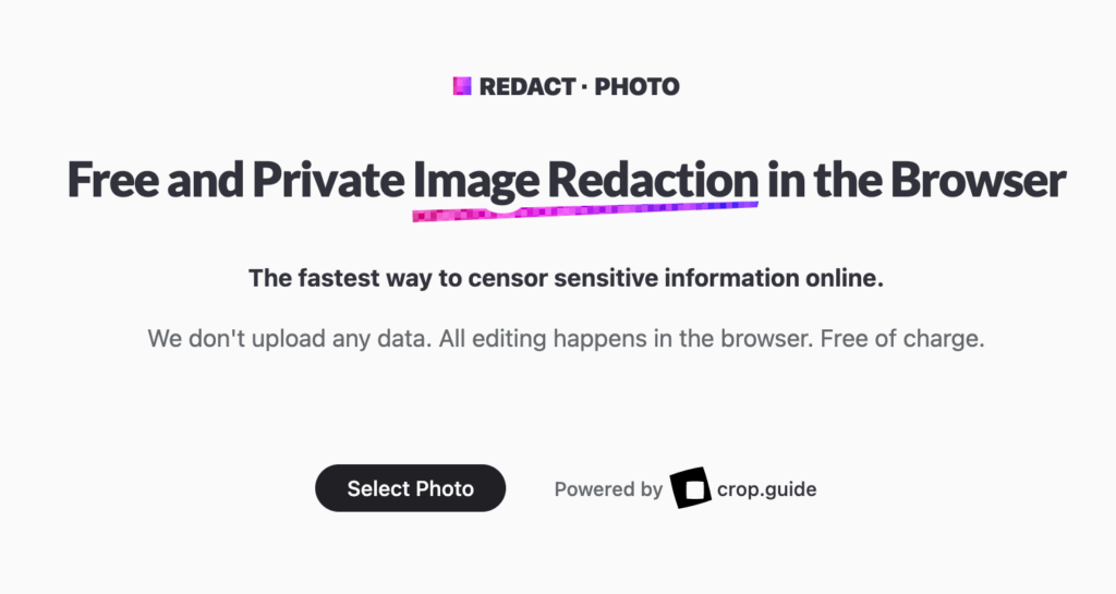 Redact.photo 線上圖片馬賽克模糊工具，支援照片模糊與裁切功能
