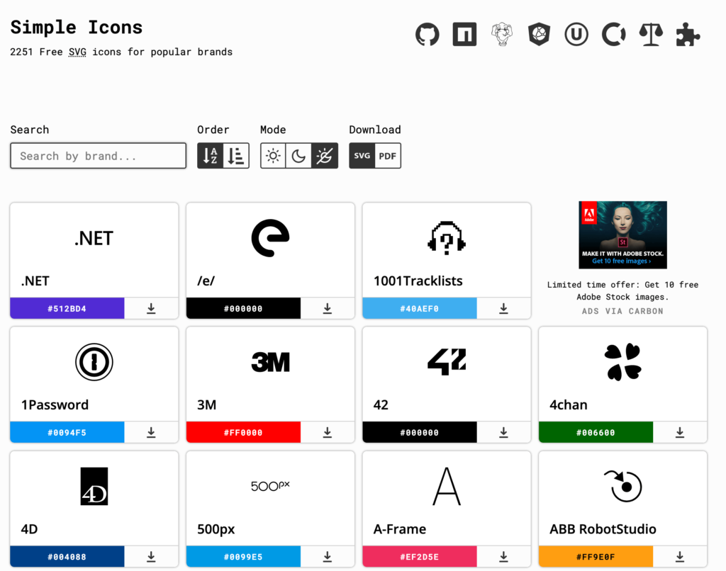 Simple Icons 免費品牌 Logo 圖示下載網站