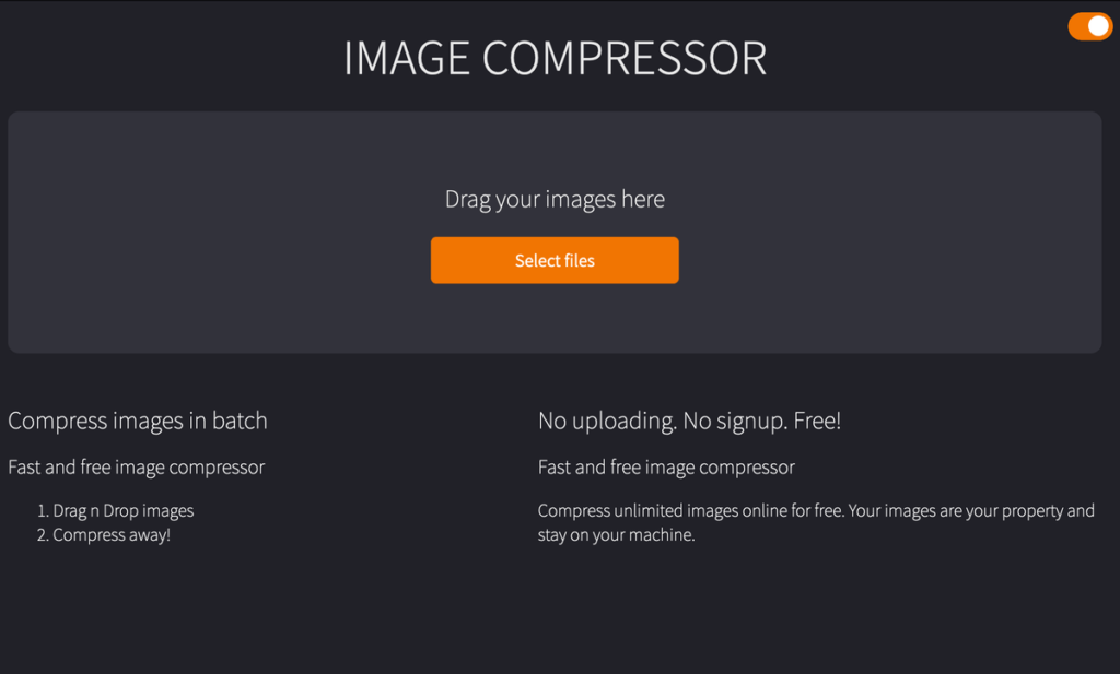 IMAGE COMPRESSOR 線上圖片壓縮工具，拖曳上傳後自動下載