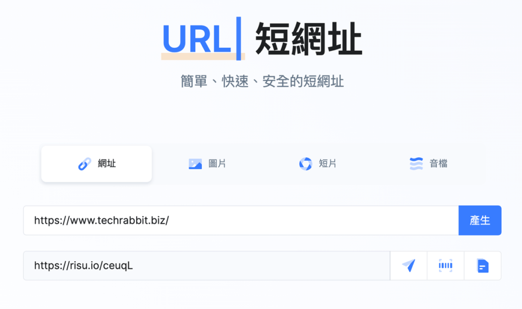 Risu.io 免費線上縮網址，支援連結、圖片、影片短網址與QR Code掃描條碼