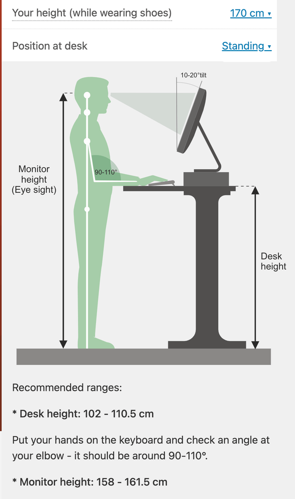 Desk Height Calculator 計算辦公桌椅與站立式電腦桌合適高度！線上計算機
