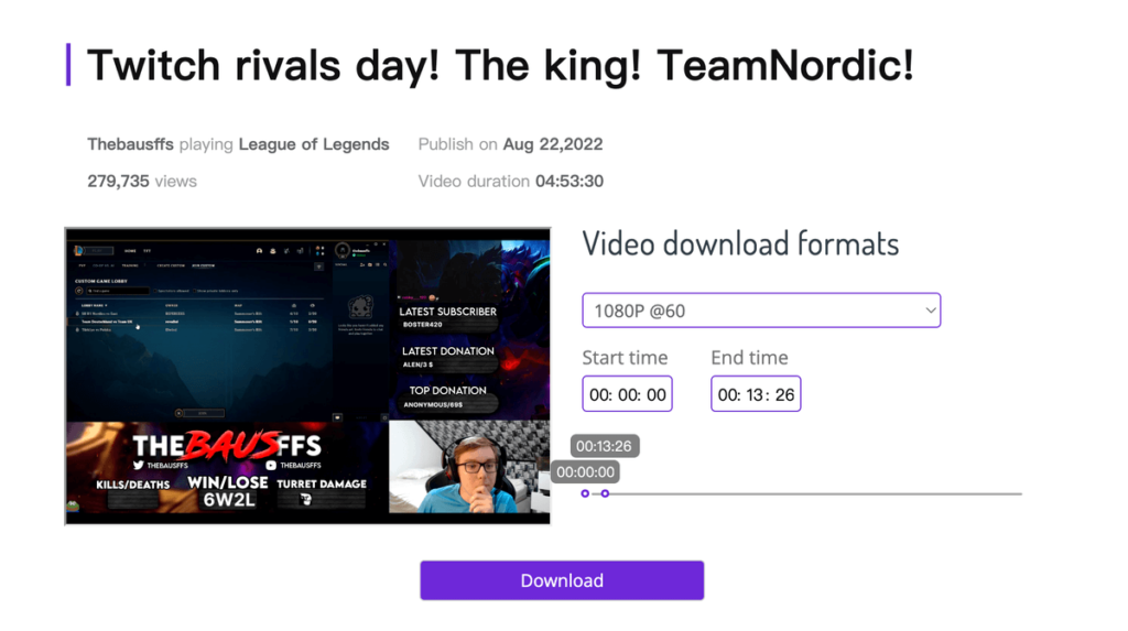 Twiclips 線上免費下載 Twitch 直播影片,可剪輯並支援高畫質 Twiclips 線上免費下載 Twitch 直播影片,可剪輯並支援高畫質