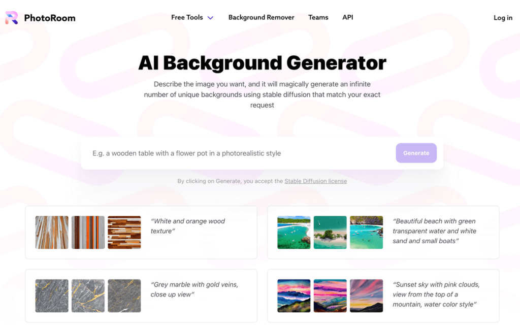 AI Background Generator 背景圖片產生器，線上AI人工智慧製作背景圖片