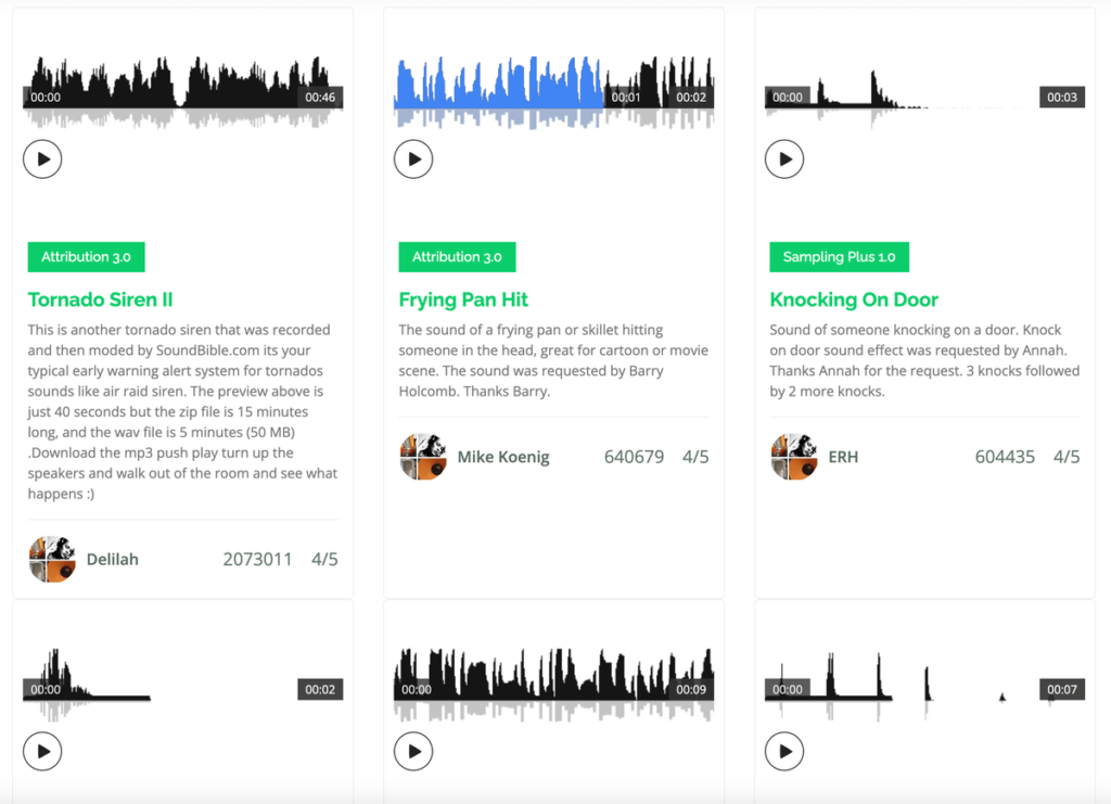 SoundBible 免費音效素材庫，影片音訊剪輯與聲音素材！可商用