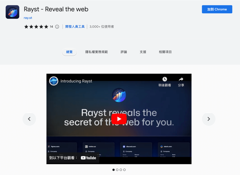 Rayst 顯示網站月流量、主機服務、技術服務名稱 Rayst 顯示網站月流量、主機服務、技術服務名稱