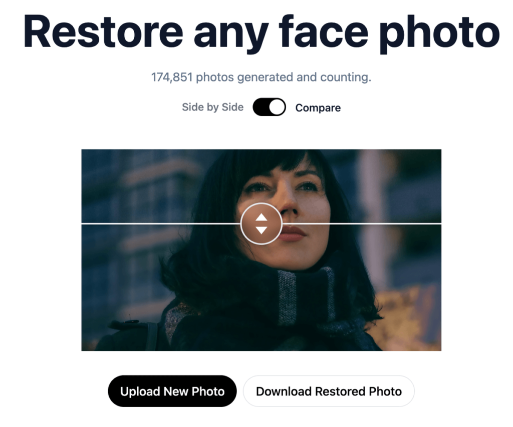 restorePhotos 模糊照片修復工具，將低解析度照片提升為高畫質圖片