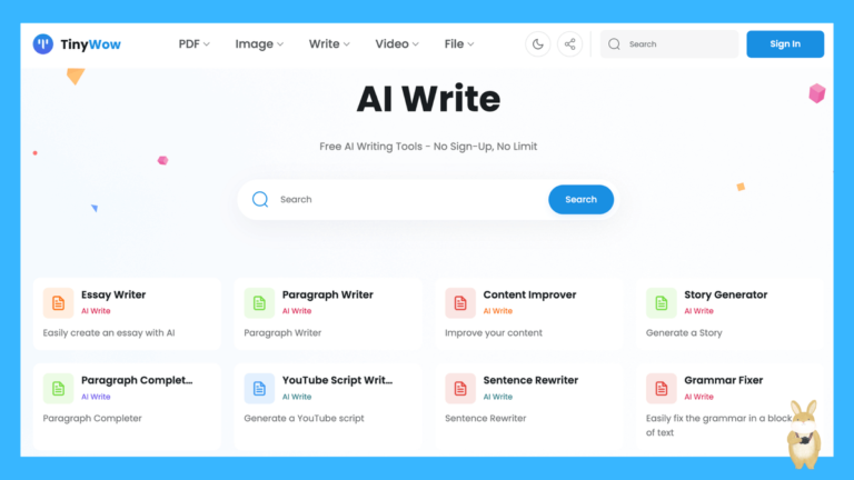 TinyWow AI Write 人工智慧 AI 寫作線上工具