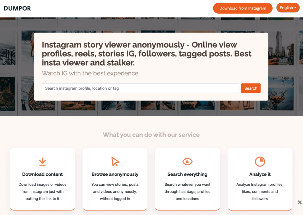 DUMPOR 匿名瀏覽 IG 限動，線上下載 Instagram 貼文照片跟影片！