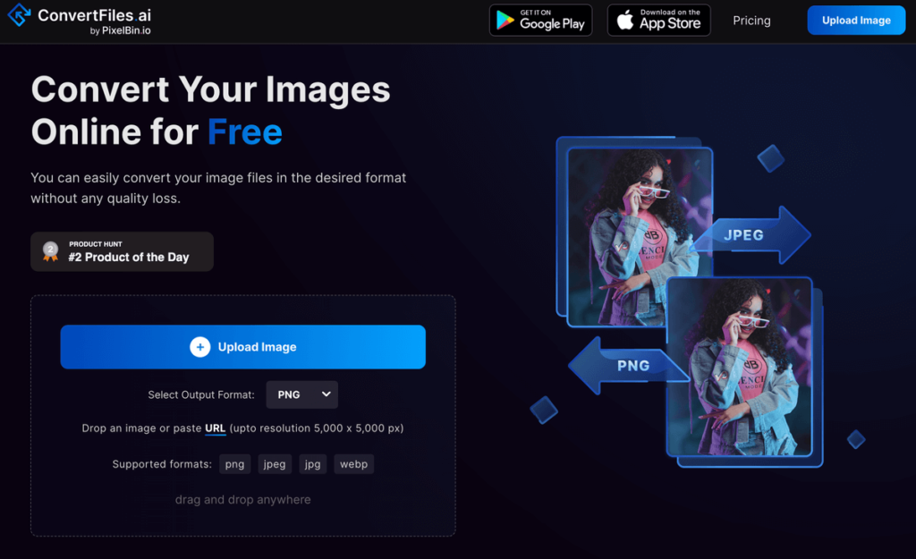 ConvertFiles AI 免費線上圖片轉檔工具，支援 PNG、JPEG、WebP 互相轉檔
