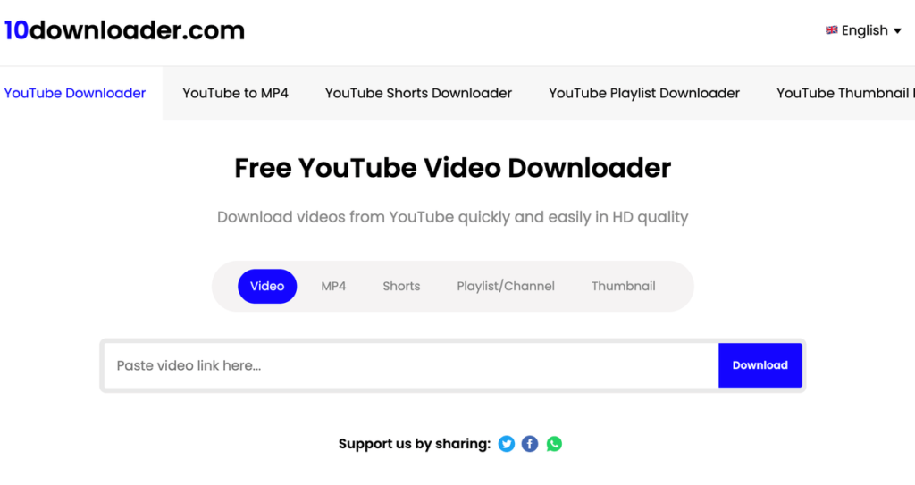 10downloader 免費 YouTube 影片下載器，支援下載 YouTube Shorts 跟封面圖