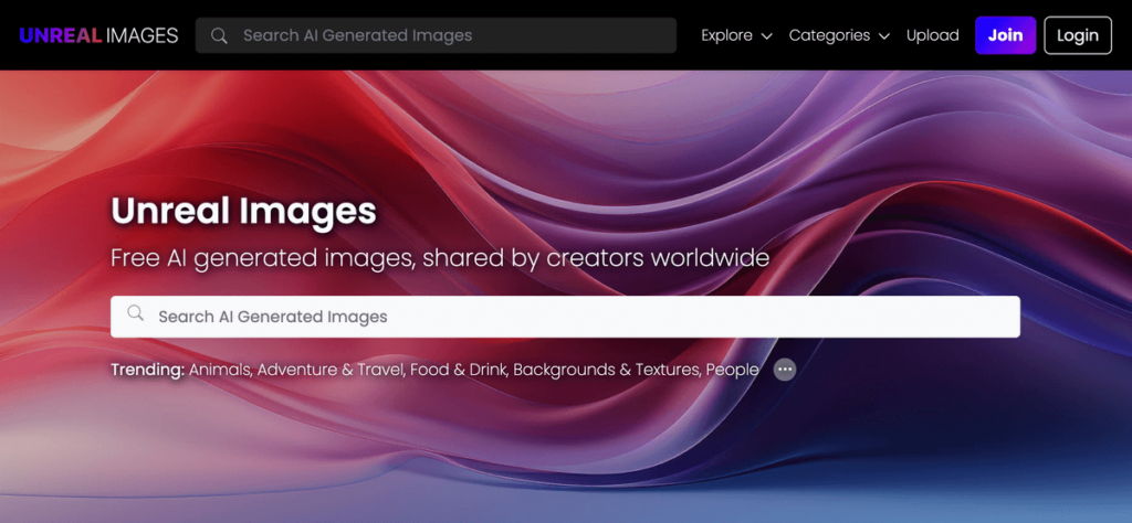 Unreal Images 由AI生成圖片素材的免費圖庫網站！無版權可商用