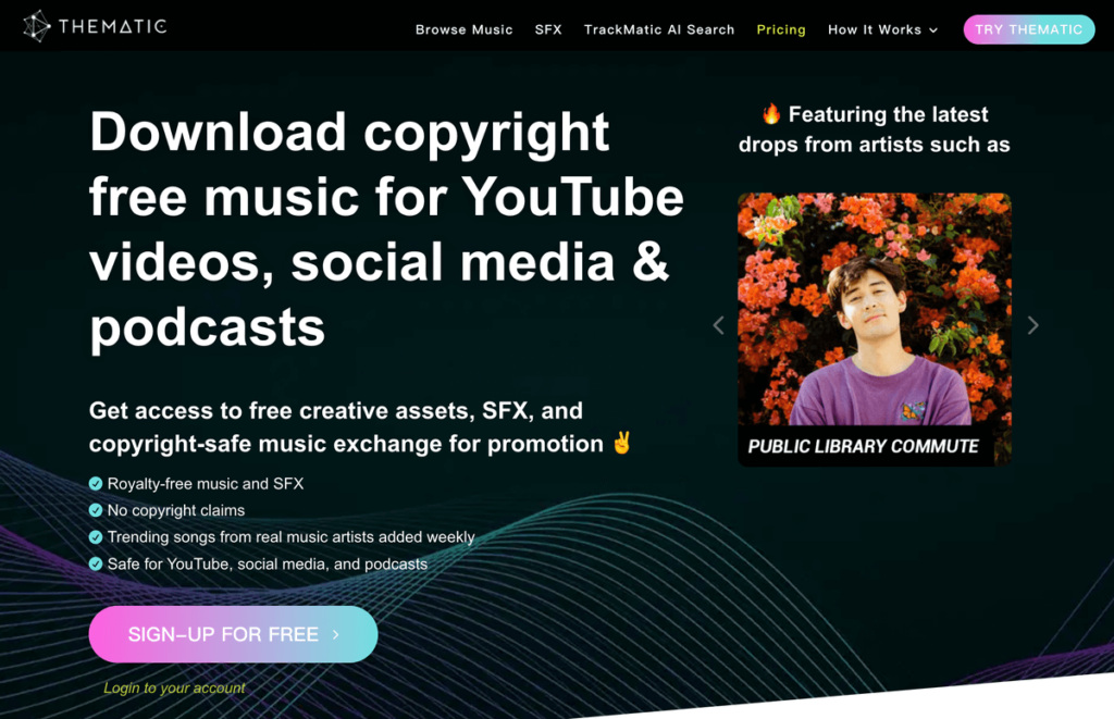 Thematic 免費 YouTube 音樂素材庫，無版權音樂與音效素材下載