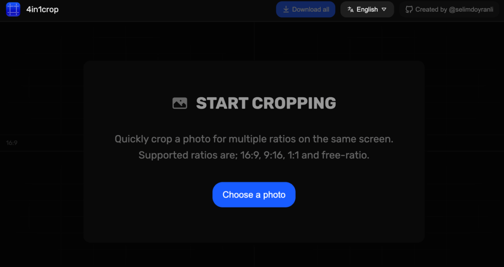 4in1crop 免費線上圖片裁切工具，可自訂比例並支援社交網站照片尺寸