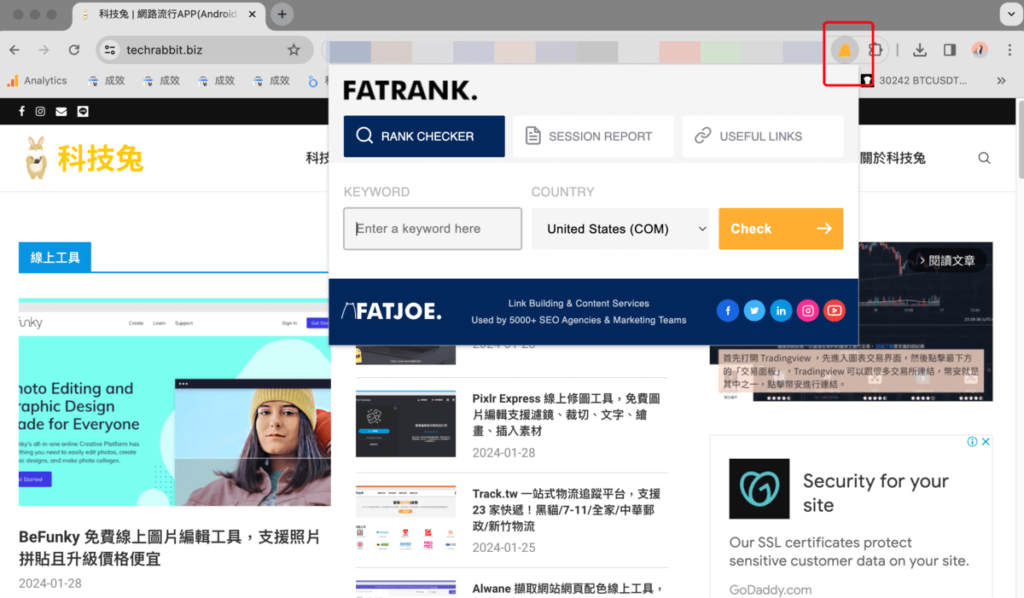 FATRank 一鍵查詢網站的 Google 關鍵字排名，可選擇搜尋地區