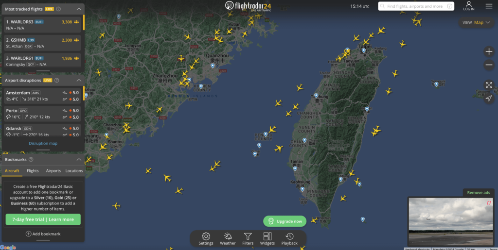 Flightradar24 查詢飛機航線圖，在 Google Maps 顯示全球飛機航班與飛航資訊