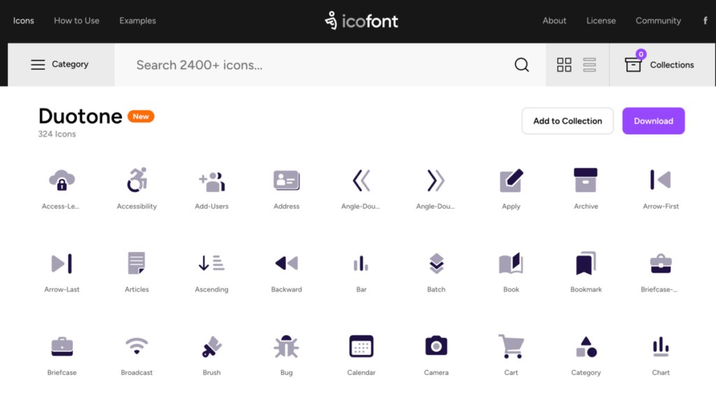 IcoFont 免費圖示字型下載網站，超過2400個免費圖示並支援 SVG 下載