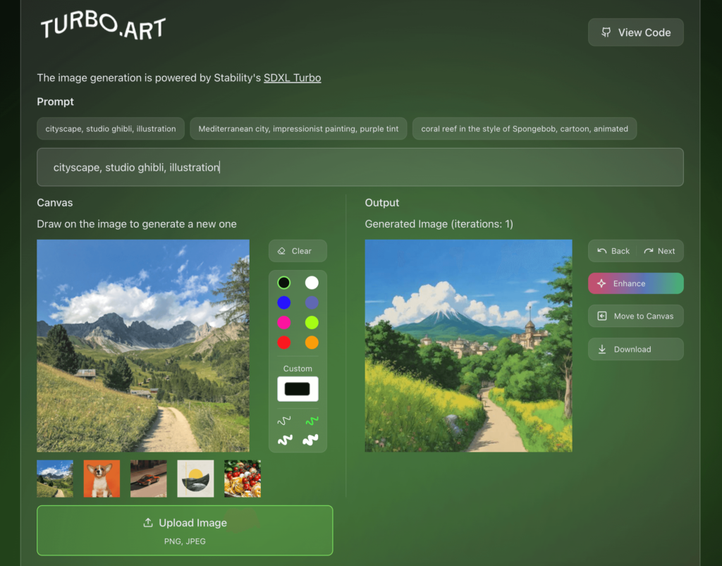 Turbo.Art 免費 AI 線上以圖生圖工具，可手繪修改生成新圖片
