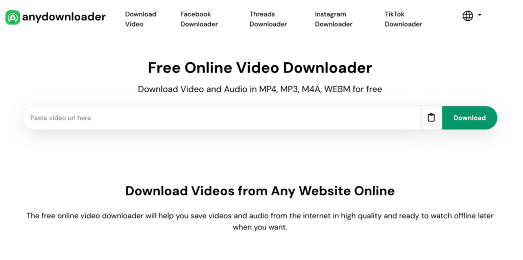 AnyDownloader 免費線上下載社交網站影片，包括臉書、Instagram、抖音Tiktok、Threads